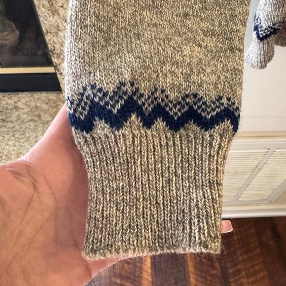 Vintage Winona Knits 100% Wool Nordic Fair Isle Sweater 1/4 Zip Women Large USA - Picture 4 of 5